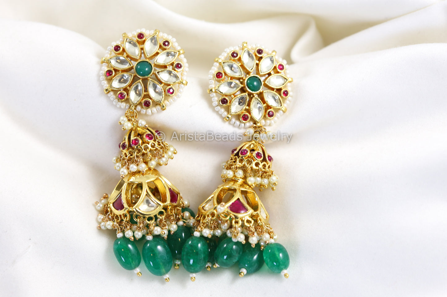 Handmade Pachi Kundan Multicolor Jhumka