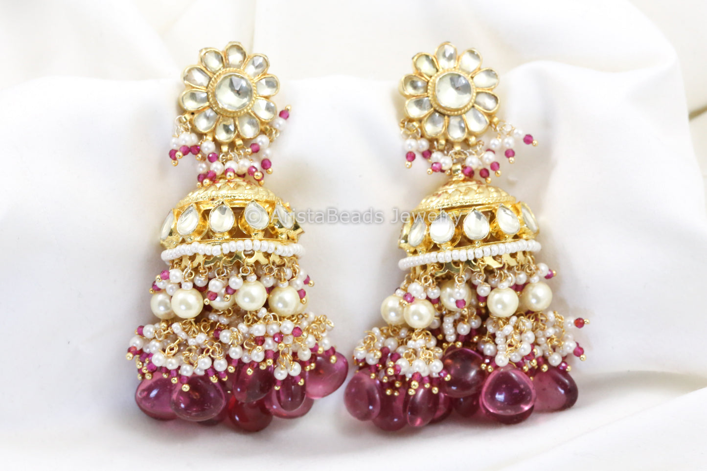 Handmade Pachi Kundan Jadau Jhumka