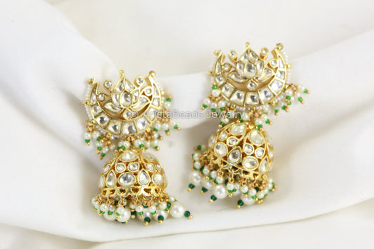 Handmade Pachi Kundan Jadau Jhumka - Clear