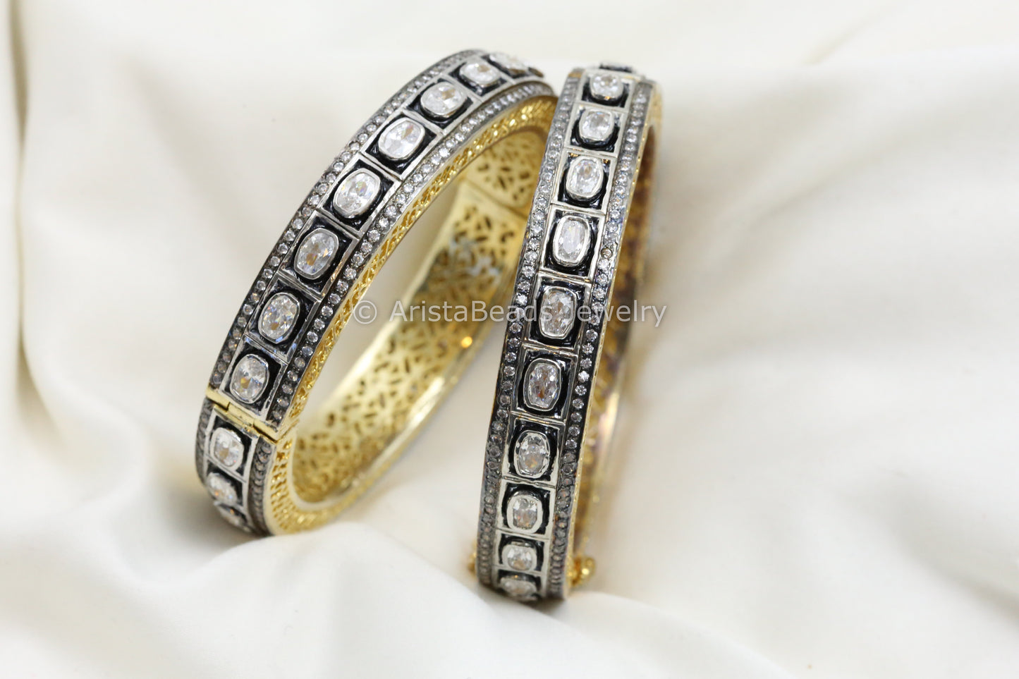 Premium Victorian Micro Pave CZ Bangle Set(2.10)