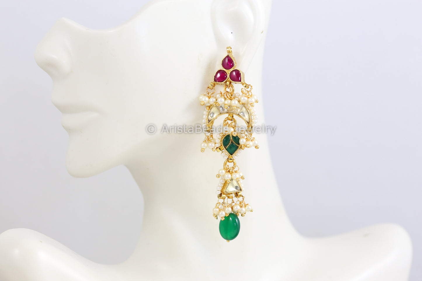 Multicolor Pachi Kundan Earrings