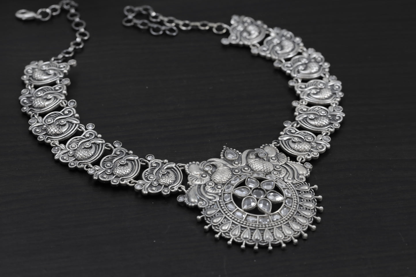 Silver Look Alike Tribal Necklace - Clear