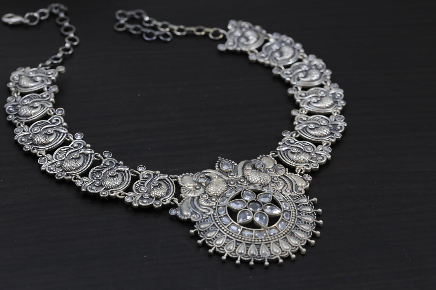 Silver Look Alike Tribal Necklace - Clear