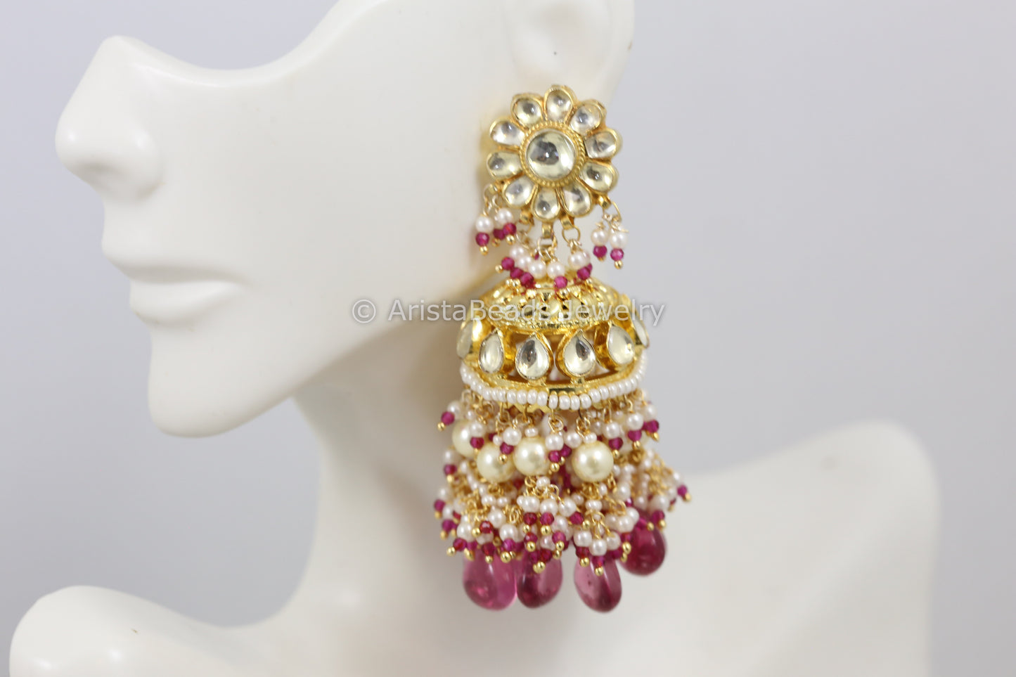 Handmade Pachi Kundan Jadau Jhumka