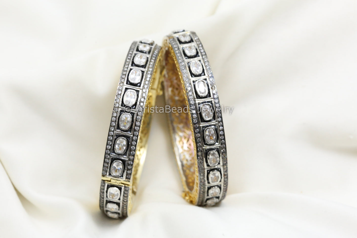 Premium Victorian Micro Pave CZ Bangle Set(2.10)