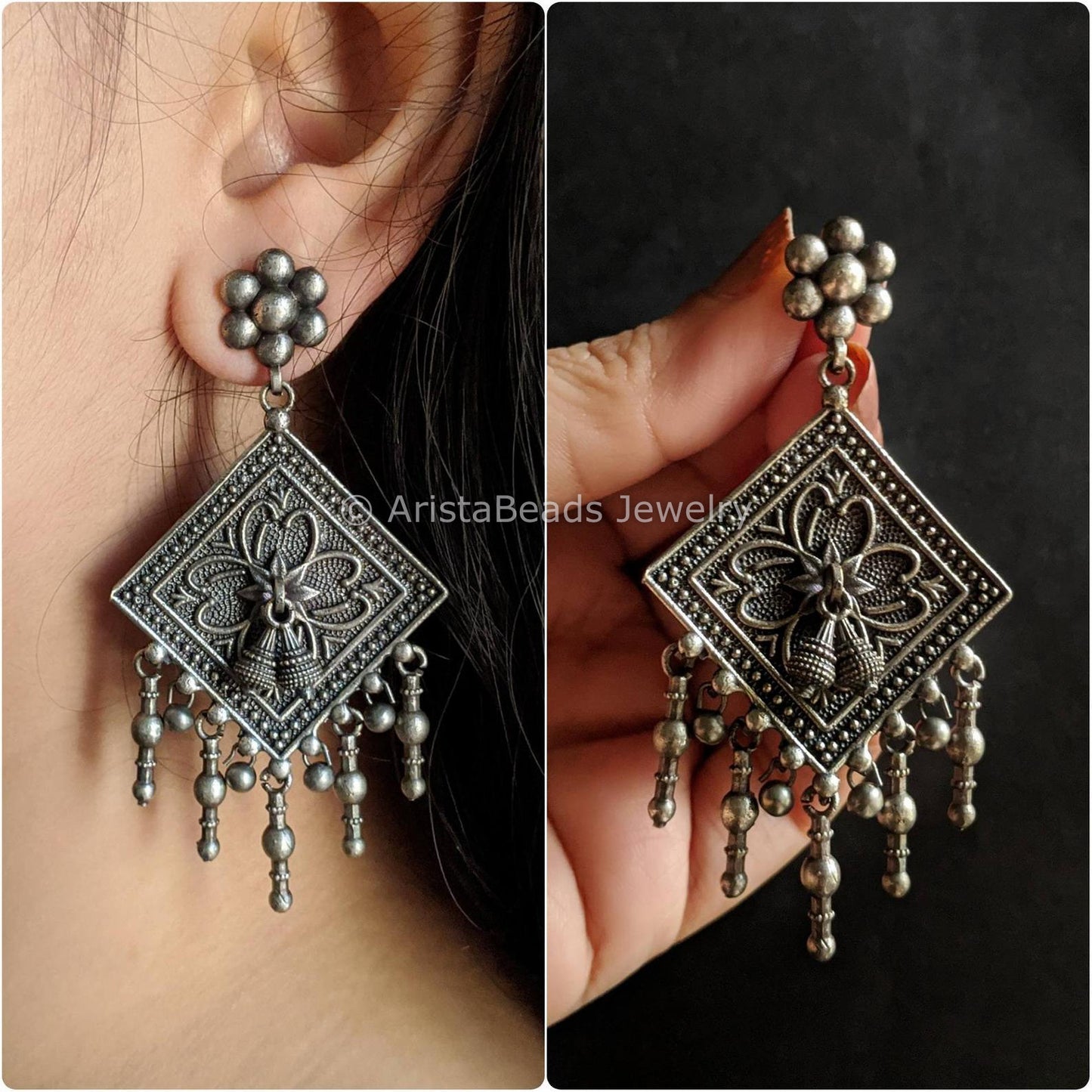 Silver Look Drops Earrings