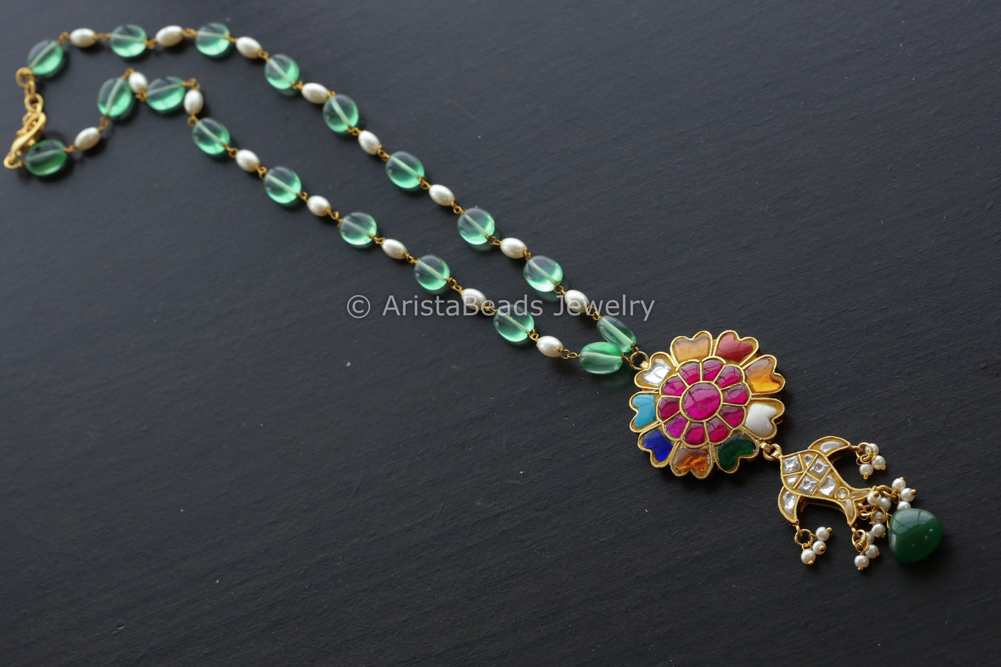 Next To Real Kundan Jadau Navratan Necklace