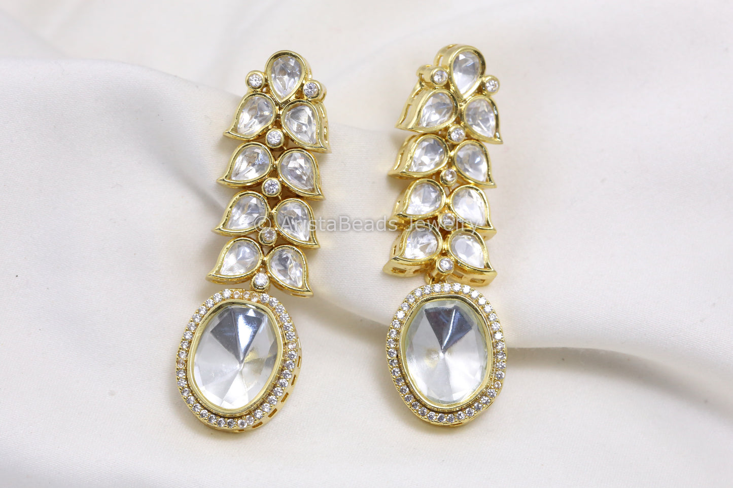 Gold Uncut Polki Kundan Earring