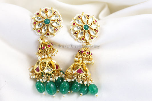 Handmade Pachi Kundan Multicolor Jhumka