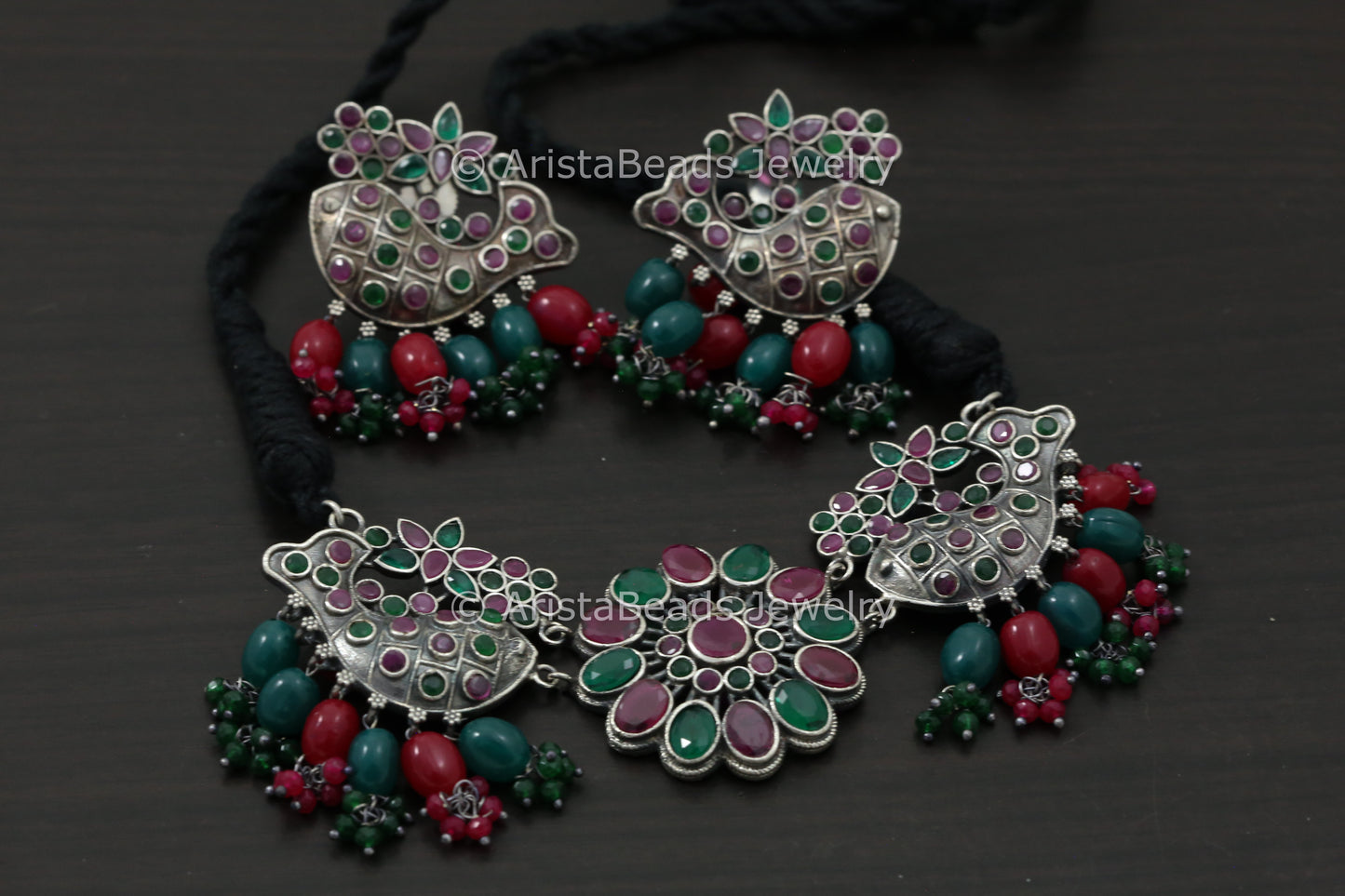 Silver Look Fish CZ Necklace Set - Multicolor