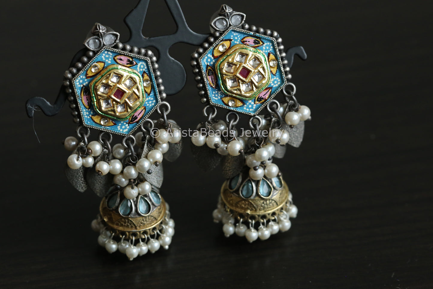 Enamel Jhumka - Blue