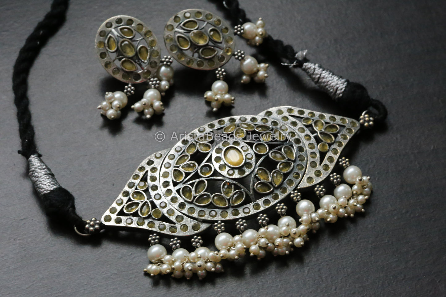 Yellow Jadau Look CZ Choker Set