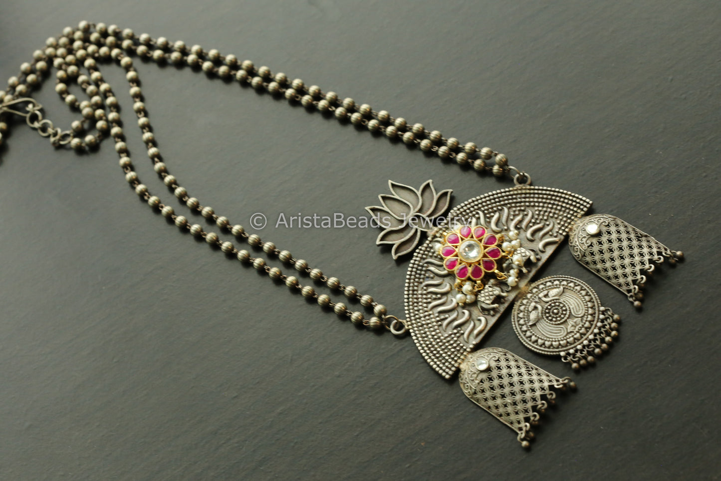 Kundan Jadau Motif Oxidized Necklace - Style 3