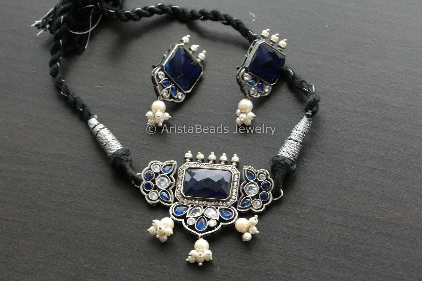 Dainty Choker Set -Blue