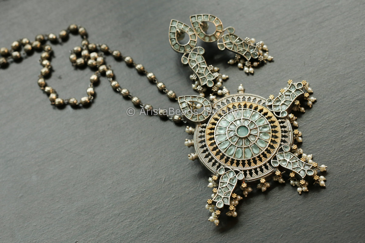 Dual Tone Necklace Set - Mint