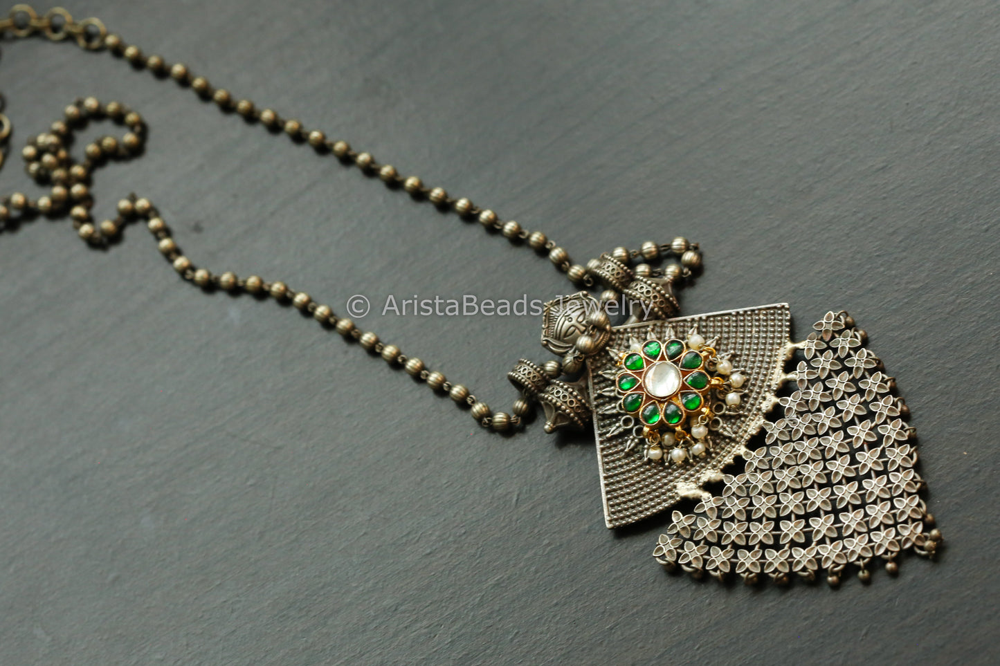 Kundan Jadau Motif Oxidized Necklace - Style 6