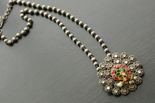 Kundan Jadau Motif Oxidized Necklace - Style 1