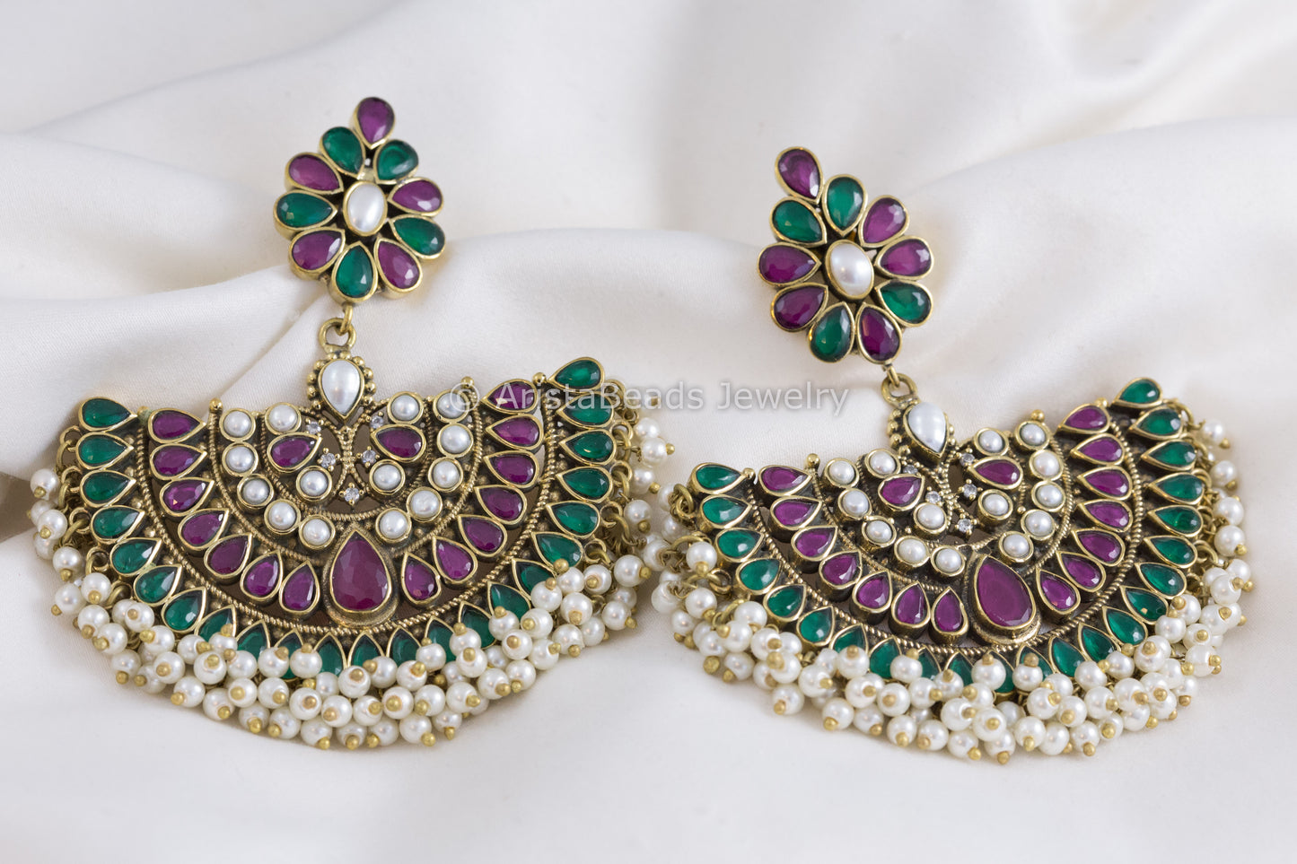 Extra Large Ruby Emerald Chandbaali