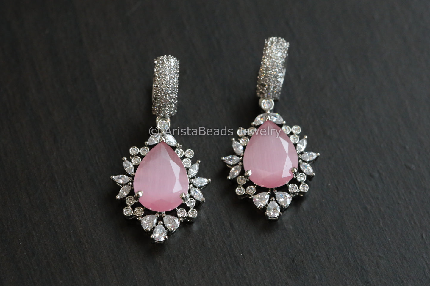 Micro CZ Hoop Earrings - Pink