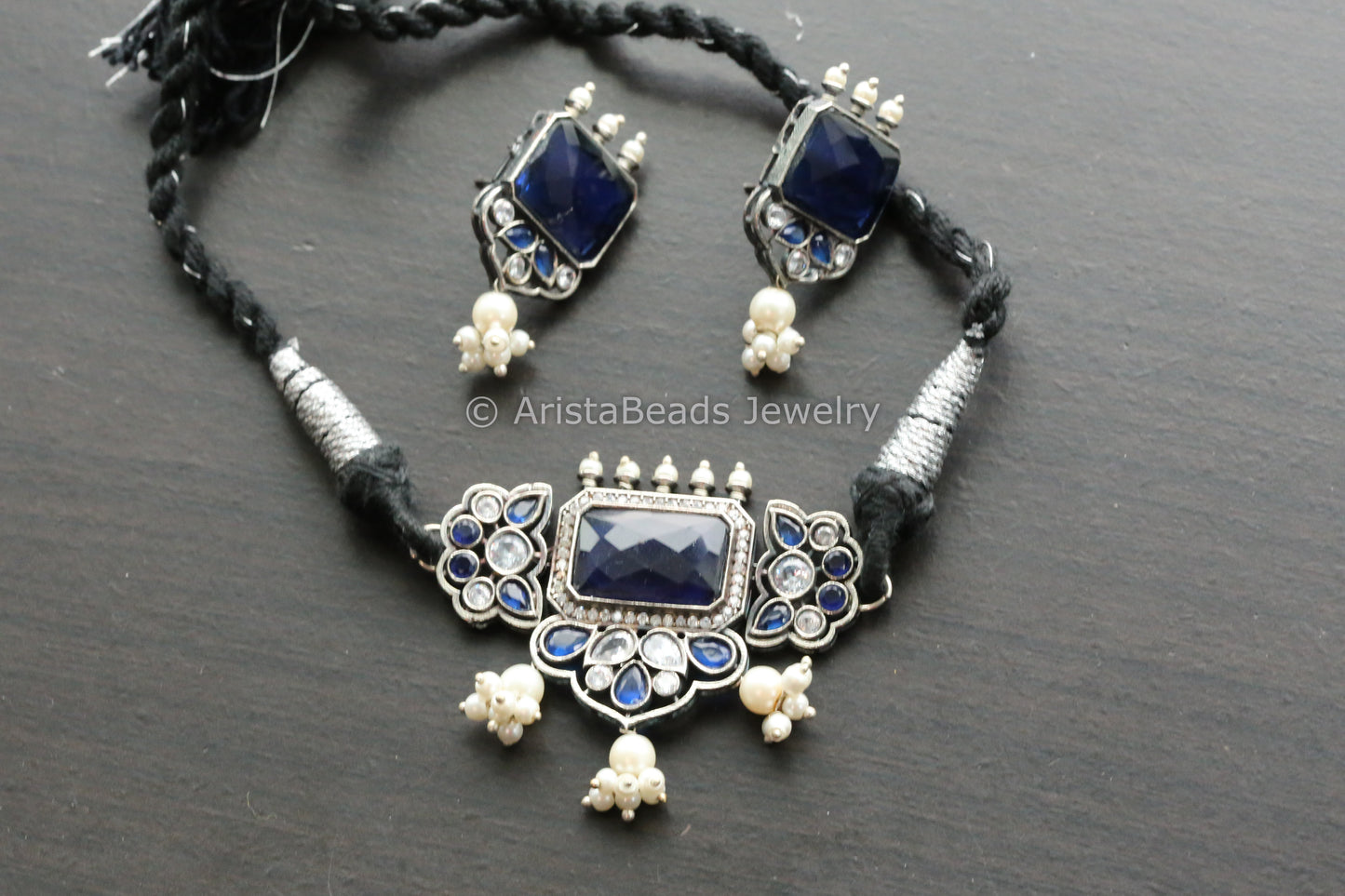 Dainty Choker Set -Blue