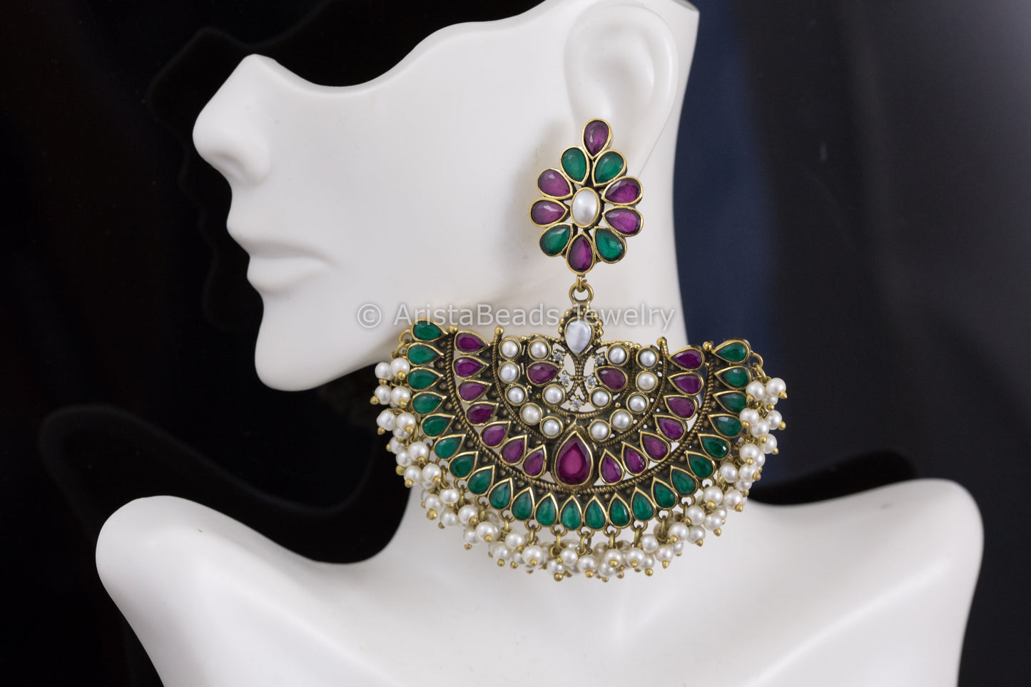 Extra Large Ruby Emerald Chandbaali