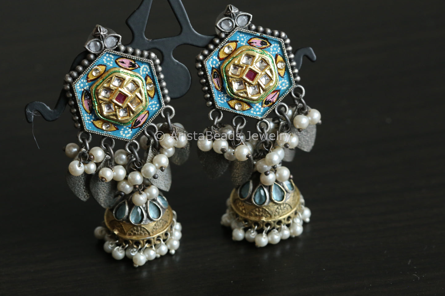 Enamel Jhumka - Blue