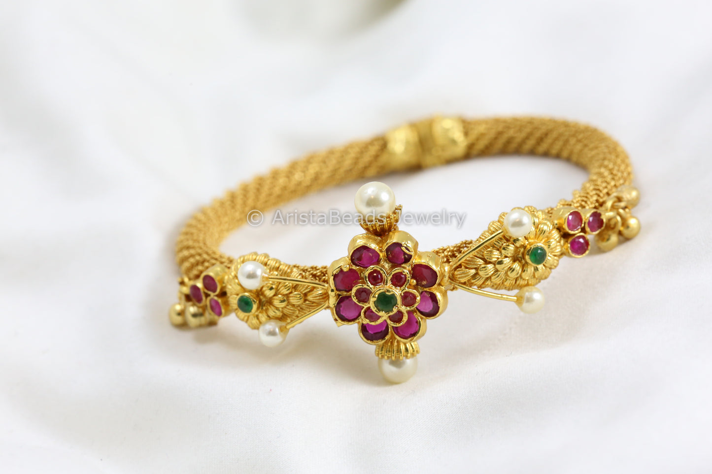 Gold Look Polki Bangle Bracelet