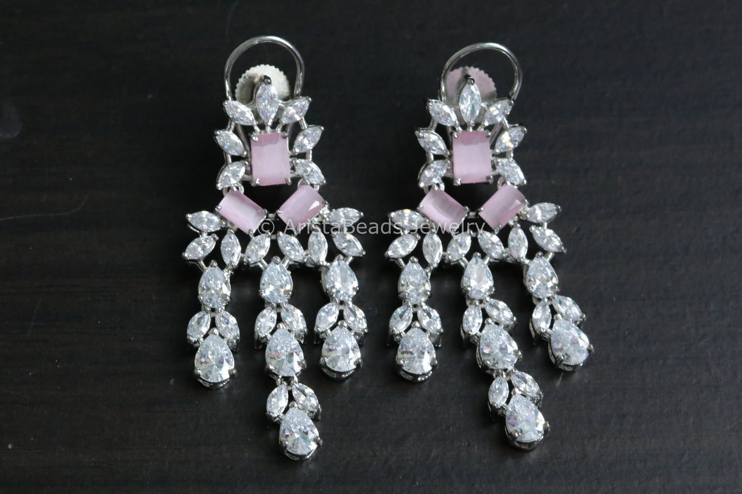 Contemporary Pink CZ Earrings