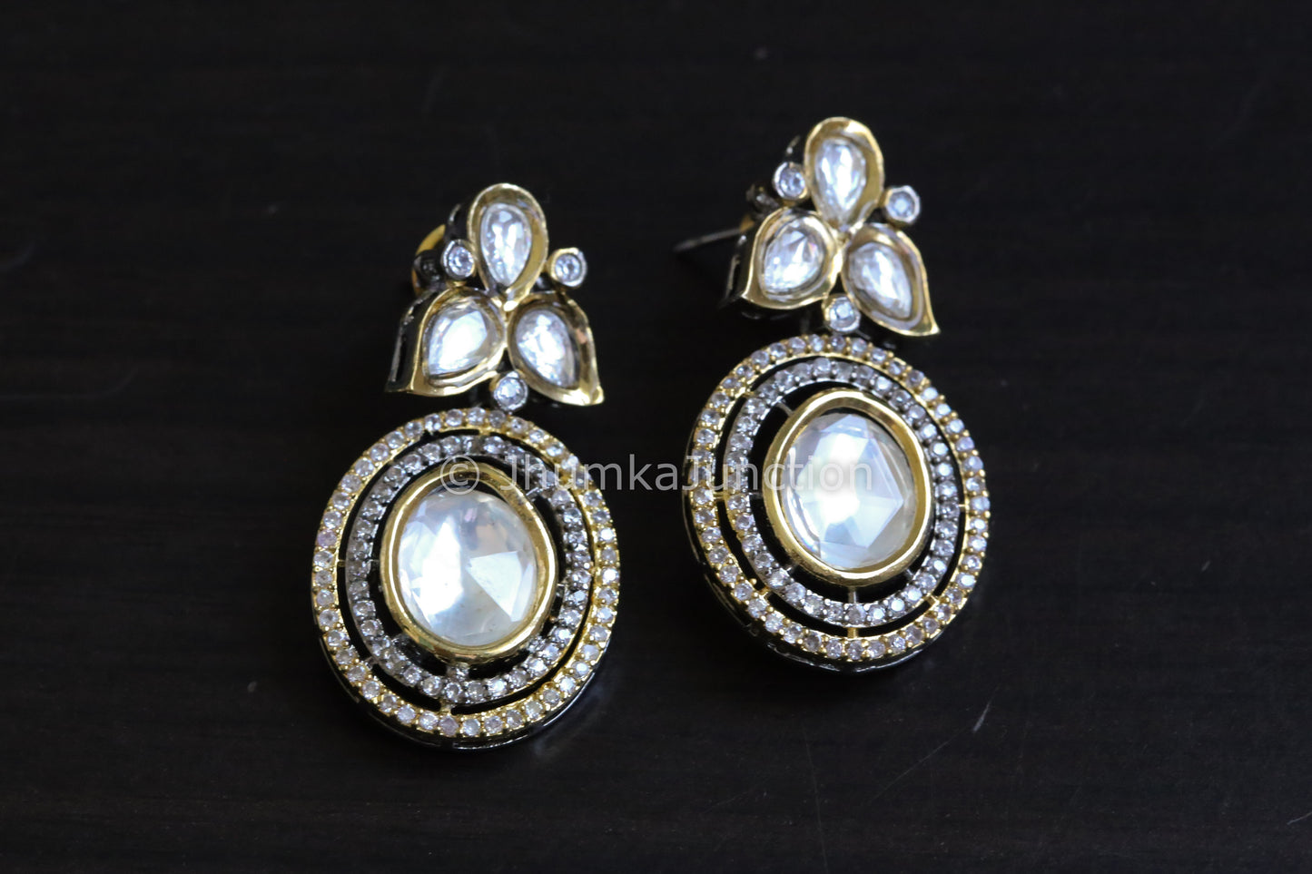 Contemporary Dual Tone Uncut Earrings