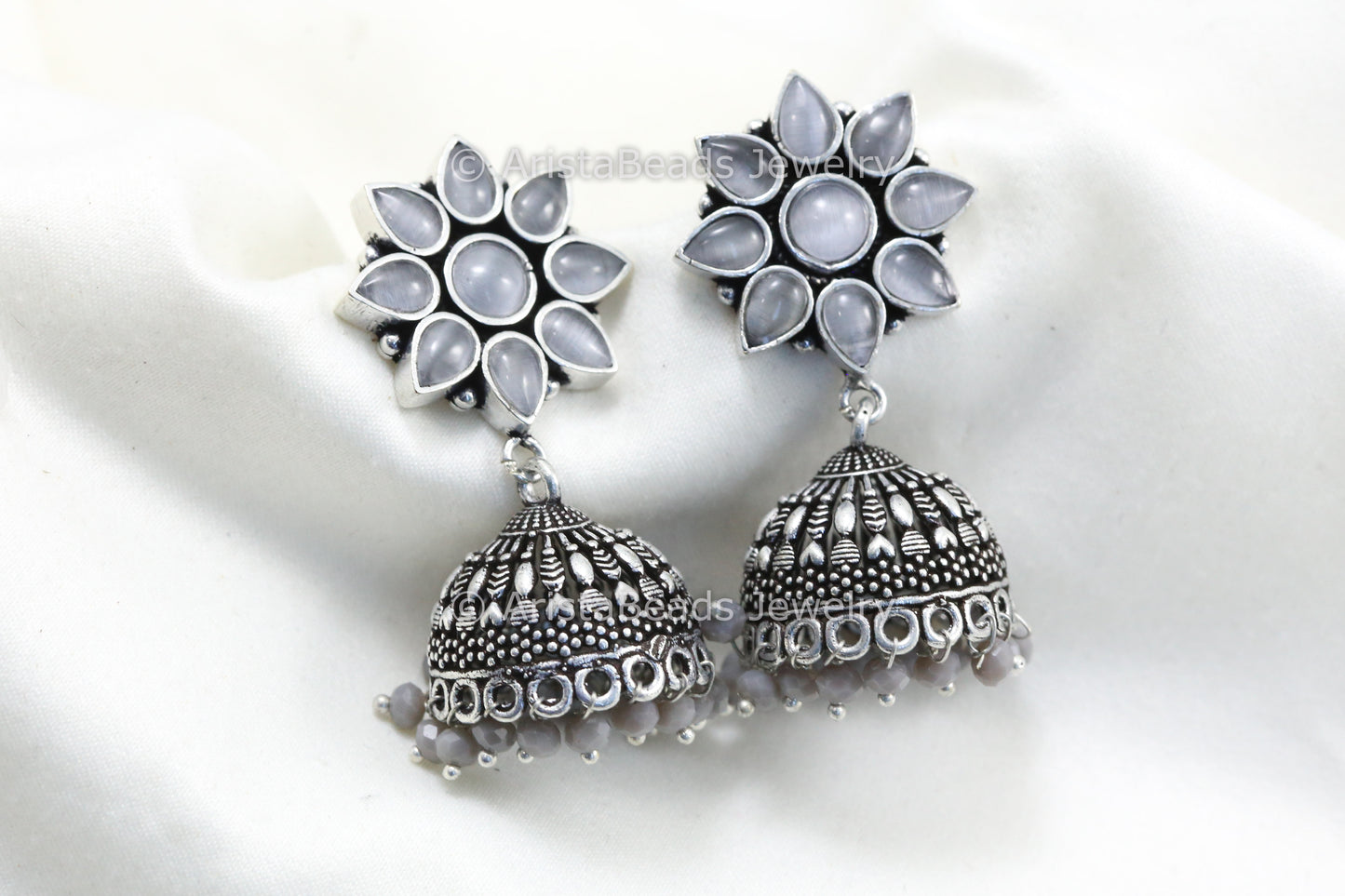 Oxidized Jhumka - Gray