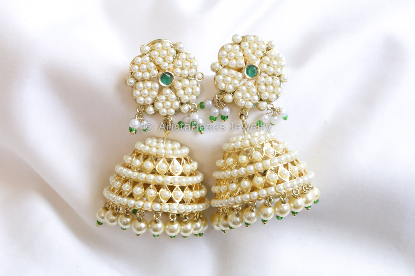 Pearl Jhumka - Green
