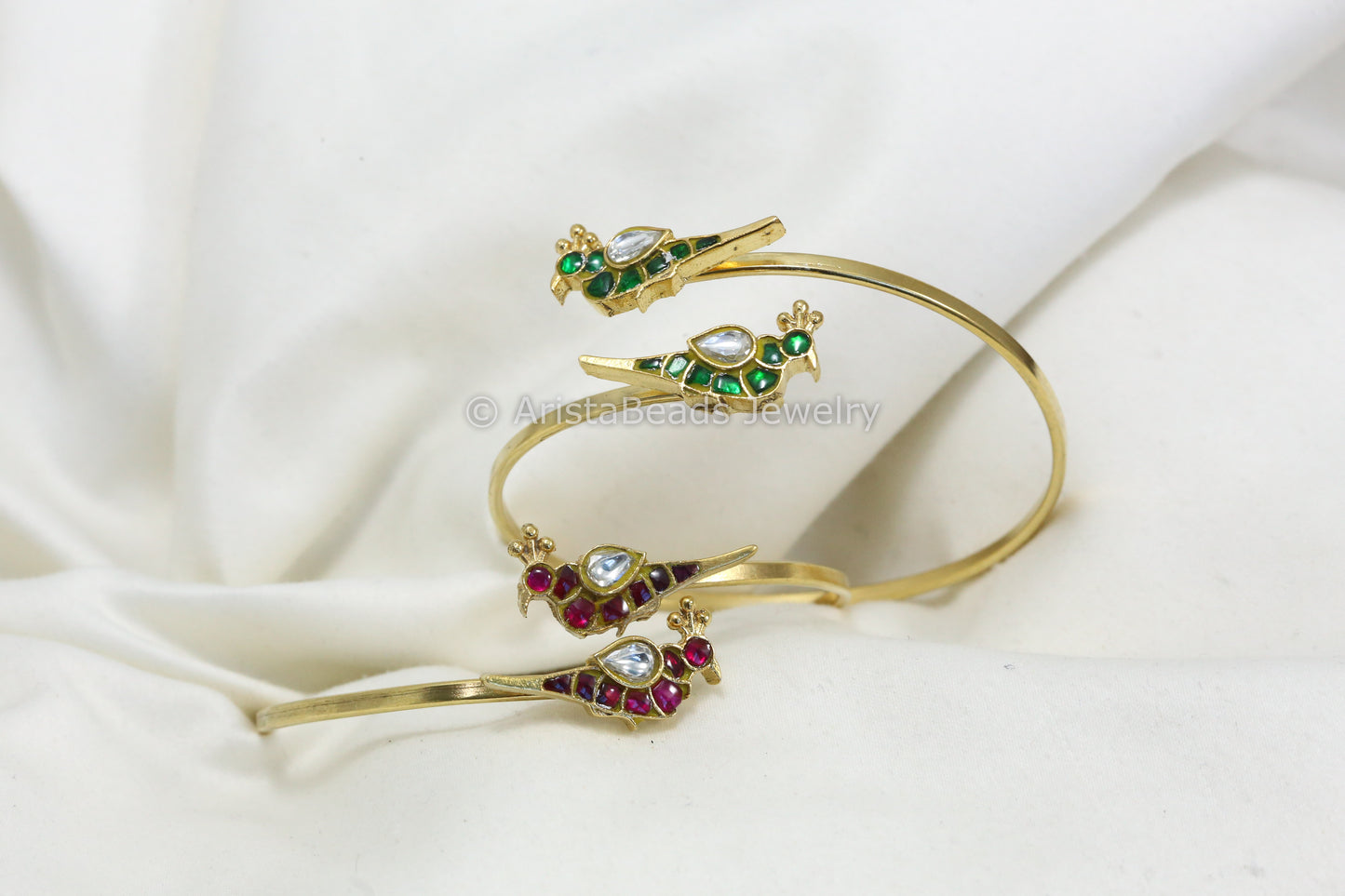 Adjustable Jadau Kundan Bird Bracelet