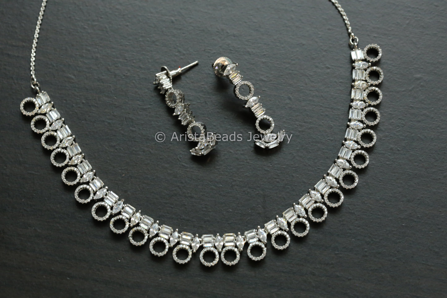 Dainty Fine CZ Necklace Set - Clear