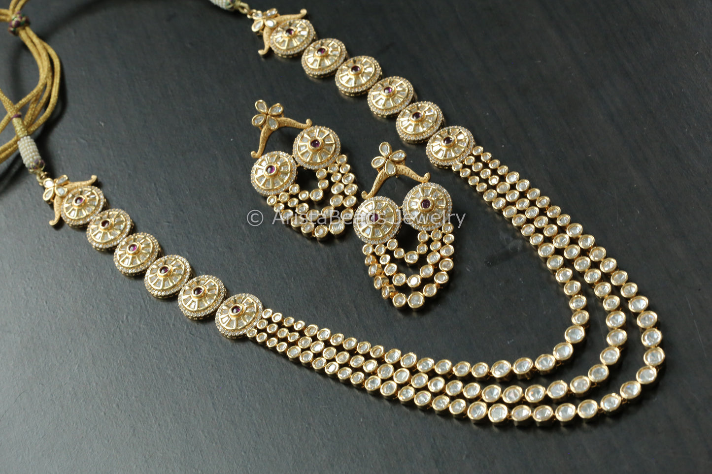 Next To Real Gram Gold Polki Necklace Set