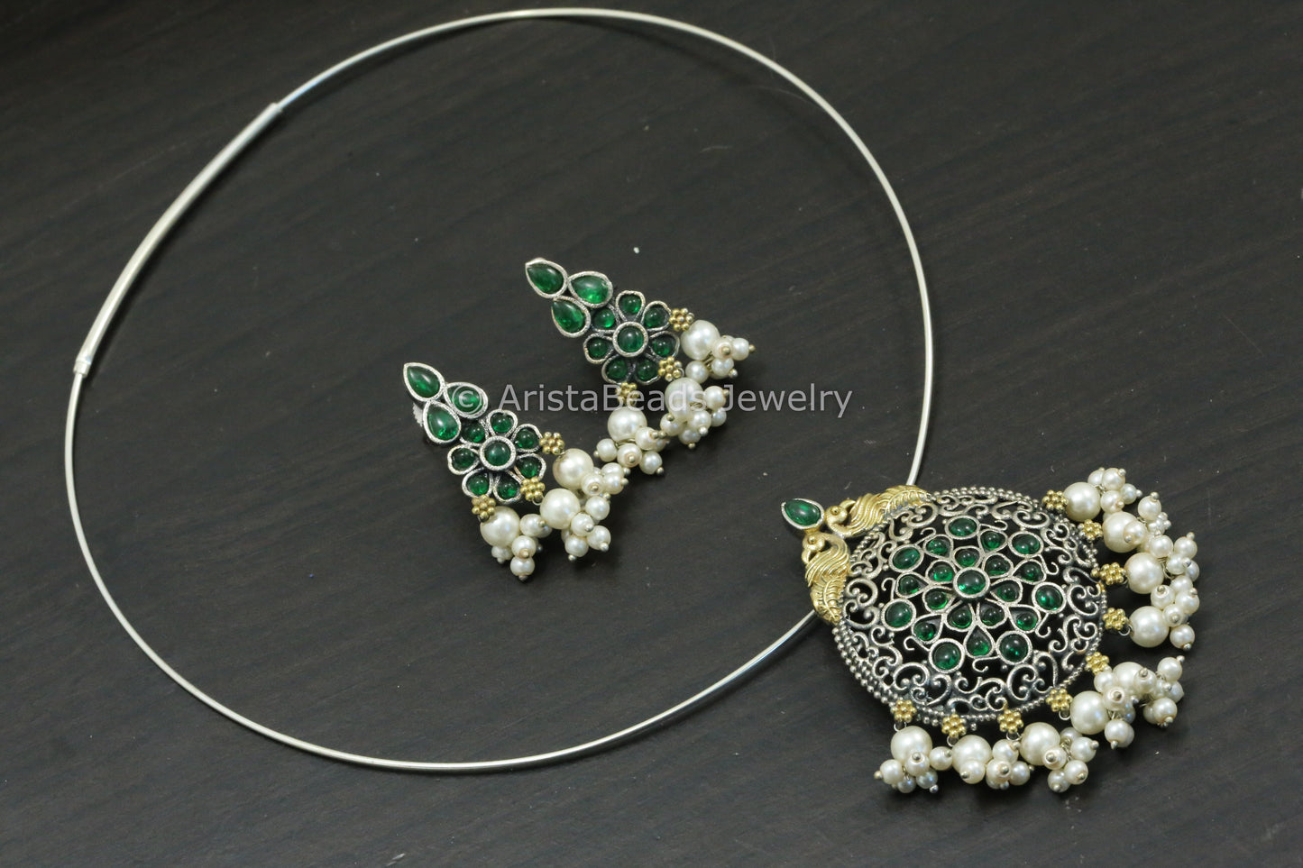 Silver Look Hasli Set - Green
