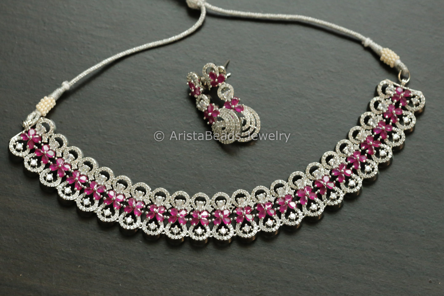 Premium Quality Ruby CZ Necklace Set
