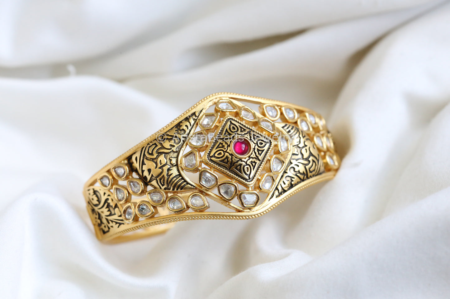 Uncut Polki & Enamel Bracelet