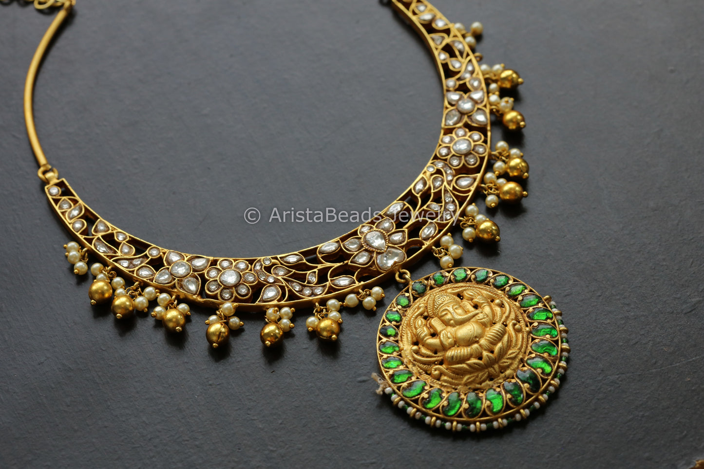 Jadau Kundan Ganesha Hasli Necklace