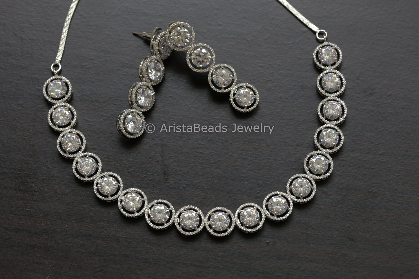 Solitaire Diamond Look Clear CZ Necklace Set