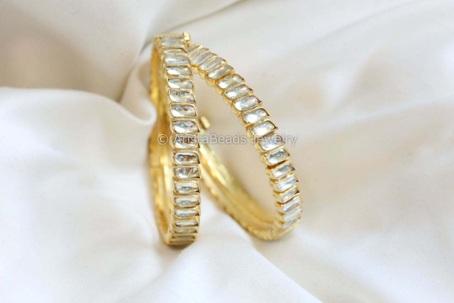Clear Pachi Kundan Bangle Set (Openable 2.6)