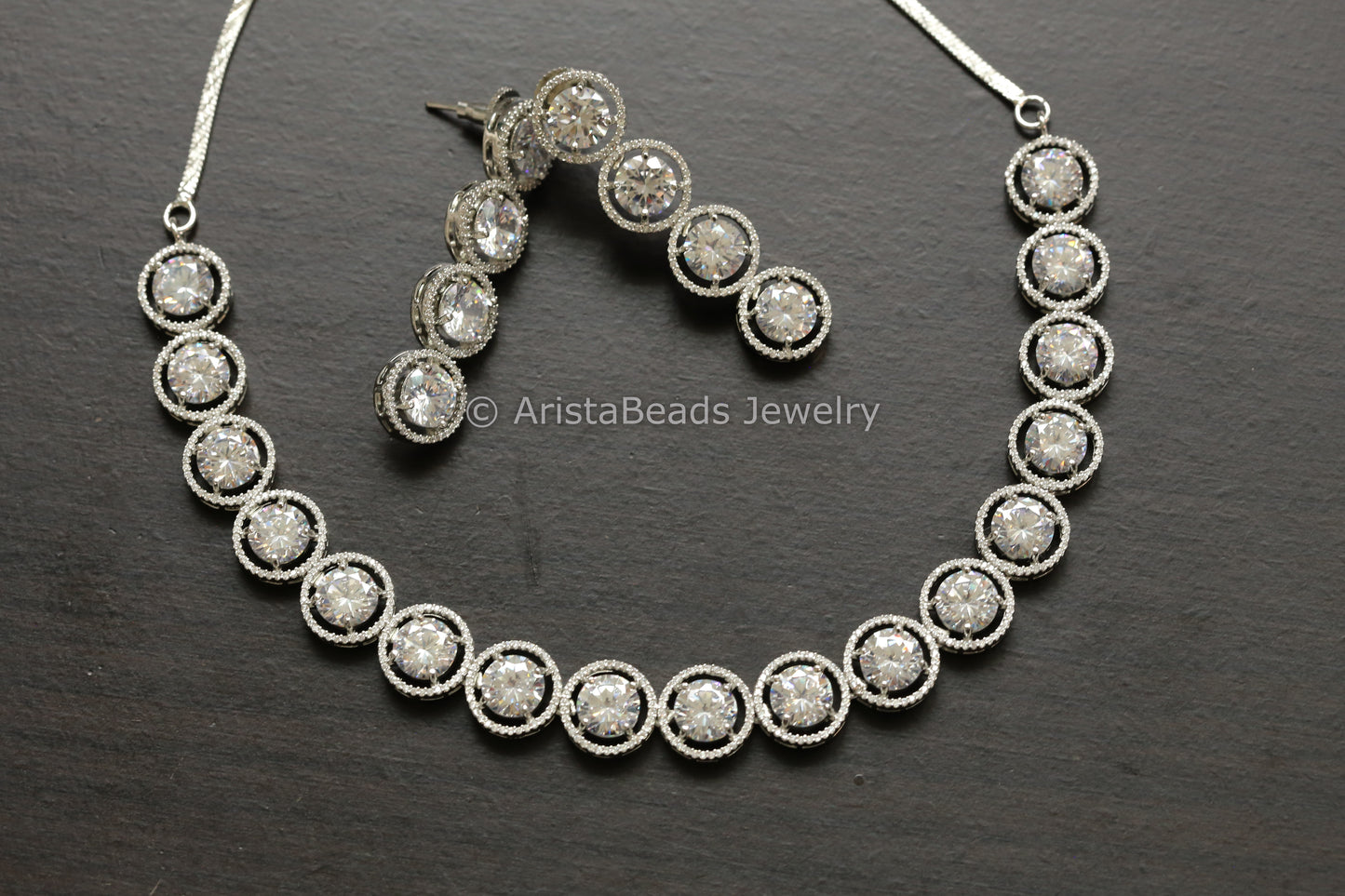 Solitaire Diamond Look Clear CZ Necklace Set