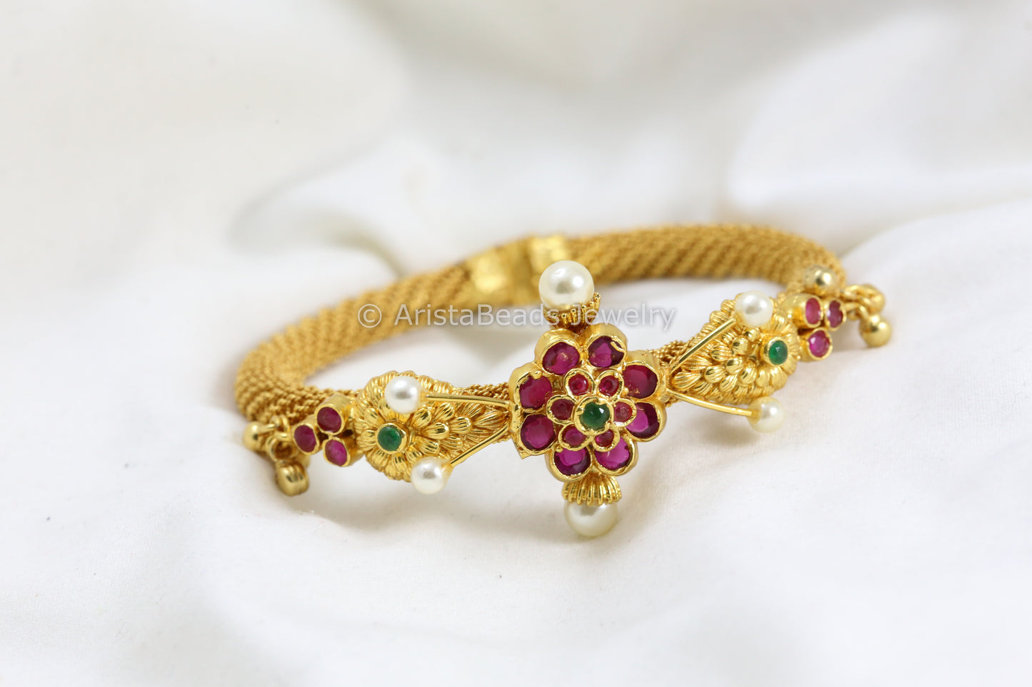 Gold Look Polki Bangle Bracelet