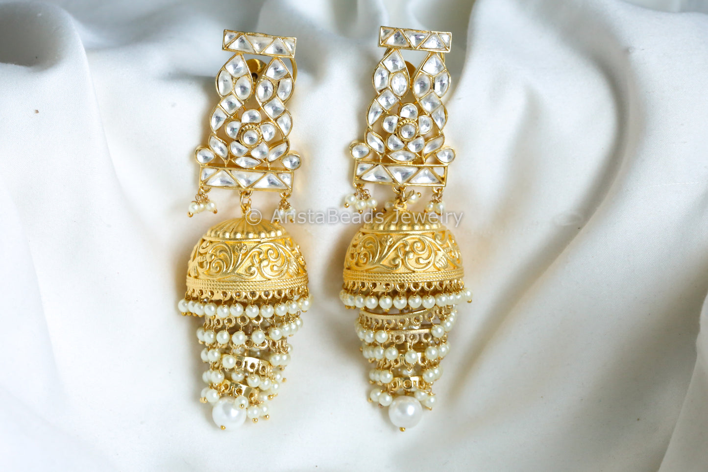 4 Tier Kundan Jhumka Earrings