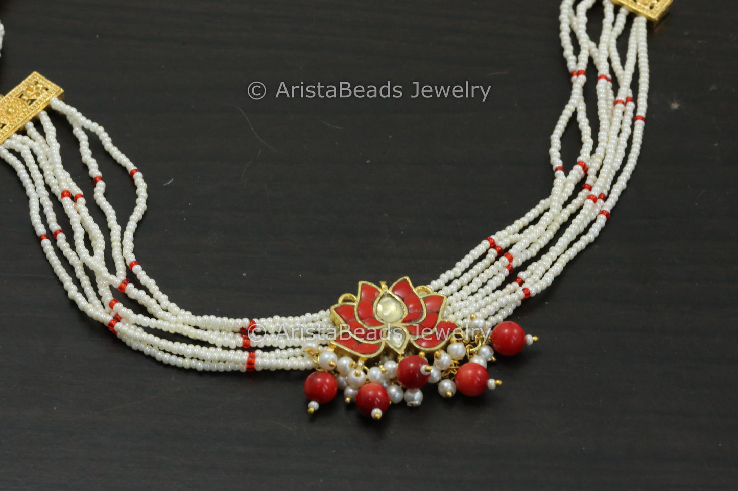 Dainty Coral Lotus Choker Necklace