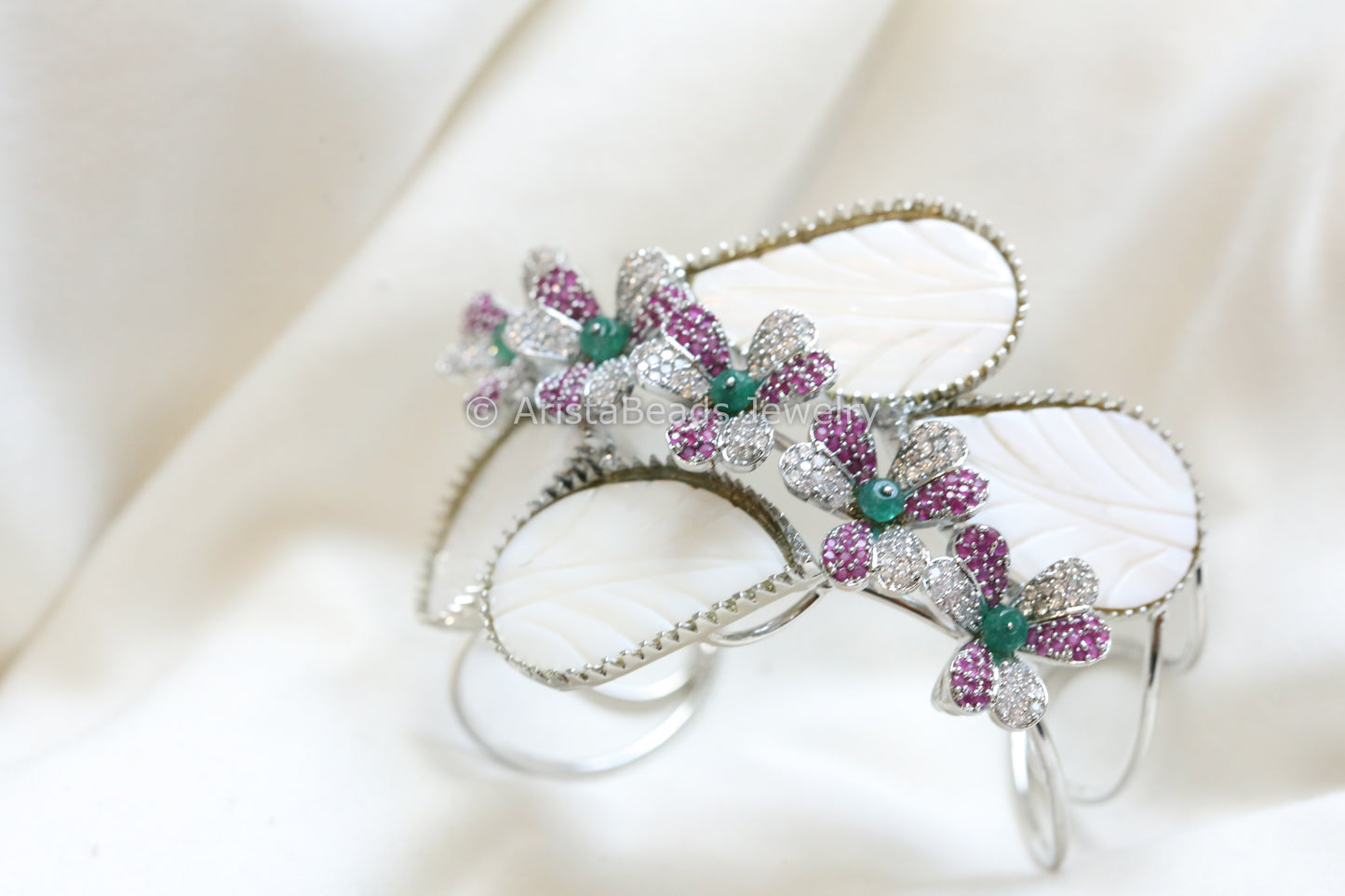 MOP & CZ Silver Bracelet (Adjustable)