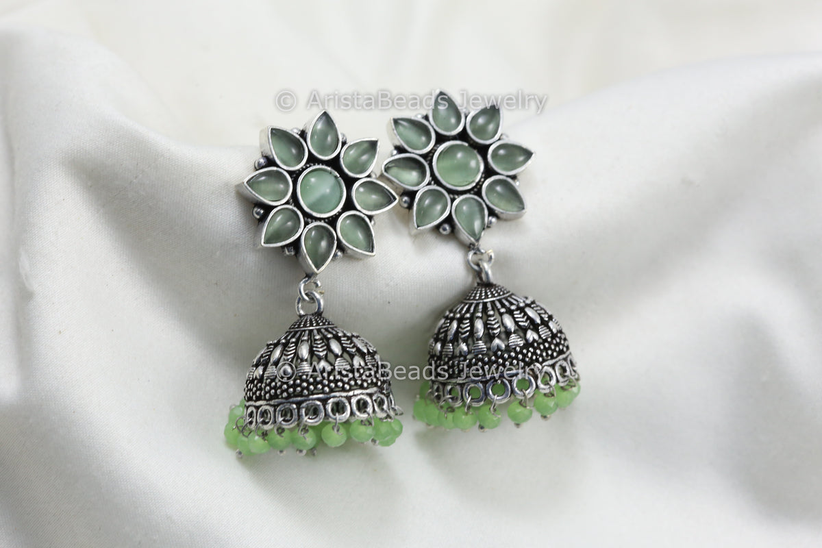 Oxidized Jhumka - Mint