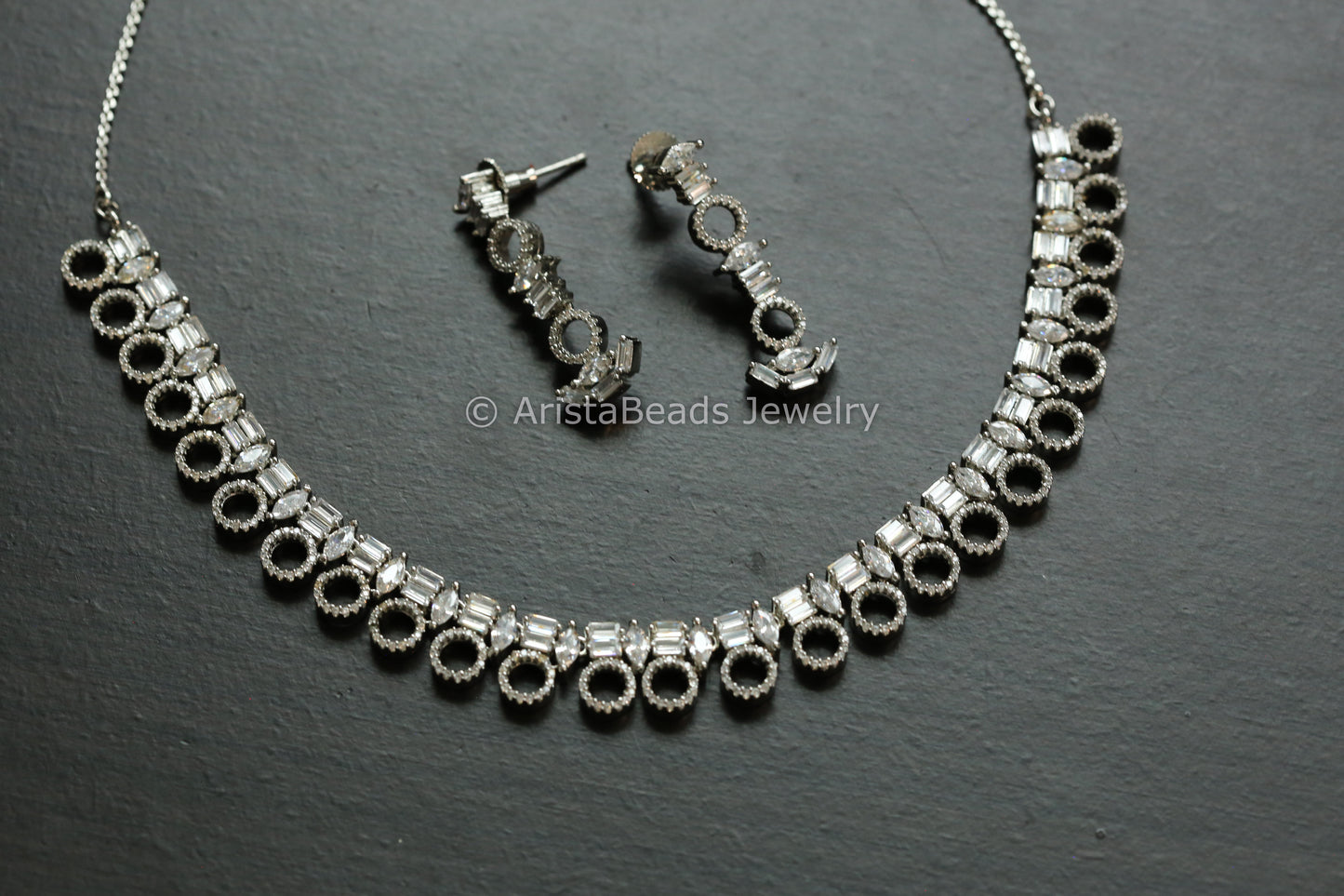 Dainty Fine CZ Necklace Set - Clear