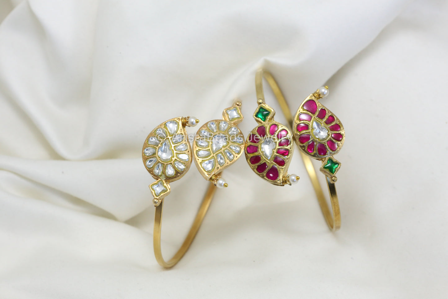 Adjustable Jadau Kundan Paisley Bracelet
