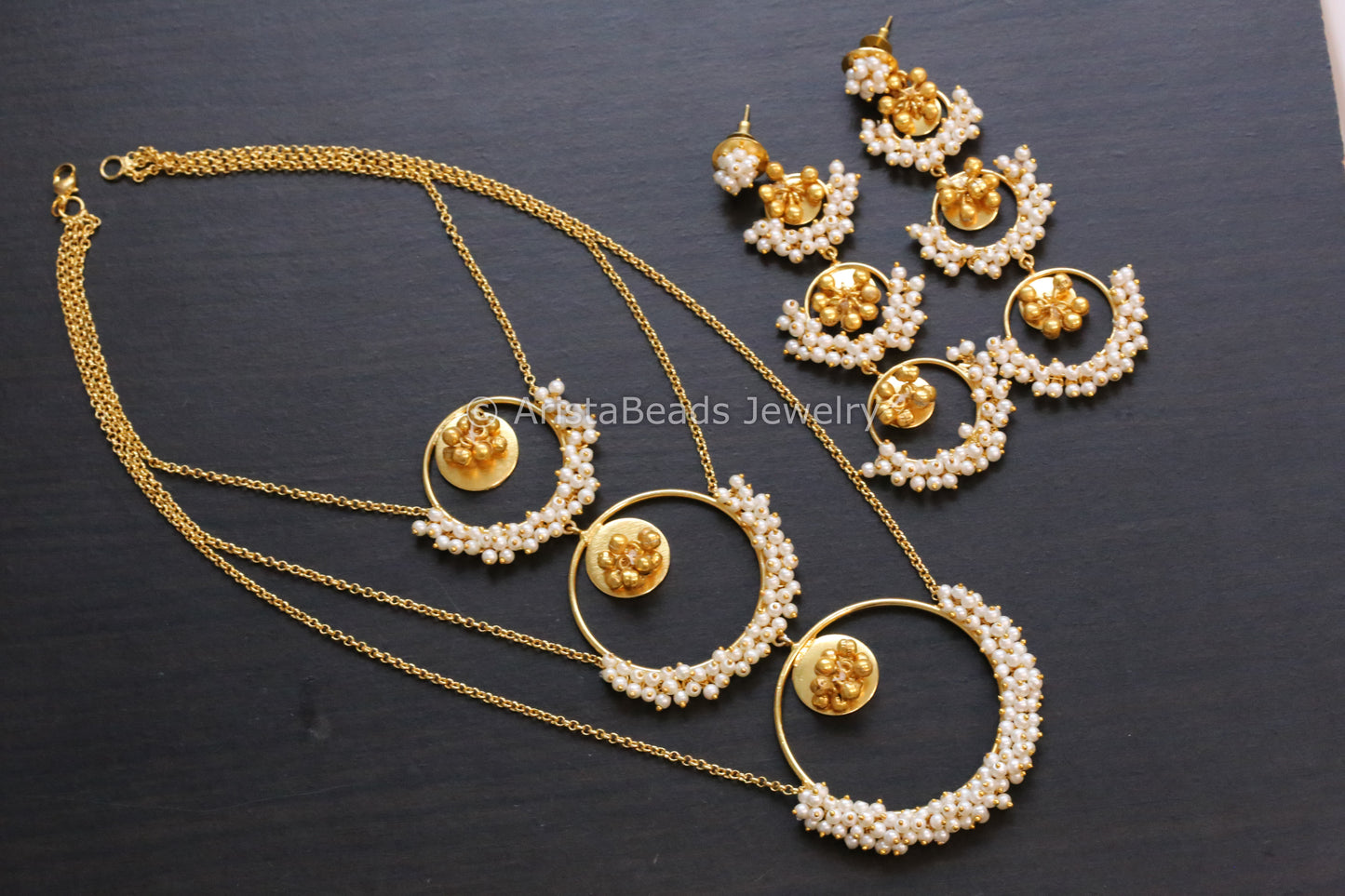 Indowestern Contemporary Gold Necklace Set