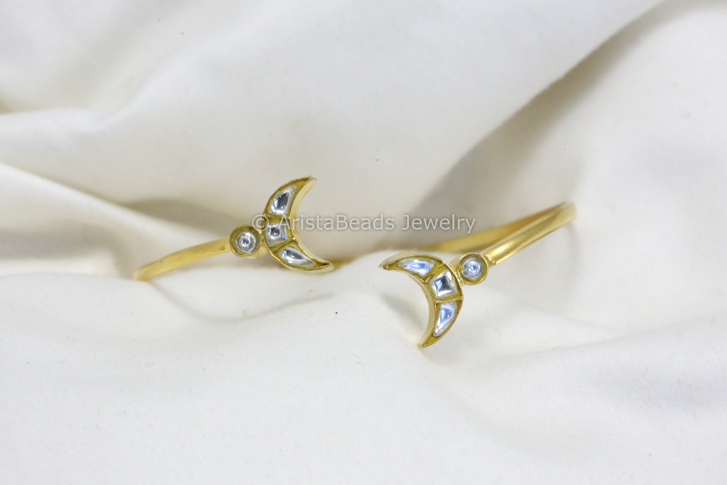 Adjustable Jadau Kundan Chand Bracelet - Clear